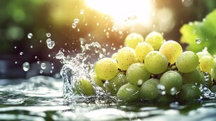 青葡萄入水溅起晶莹水花