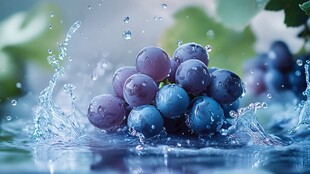 葡萄入水溅起晶莹水花