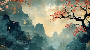 秋意山水间的烂漫景致