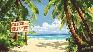 热带海滩的卡塔诺市场标识