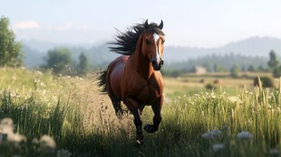 草原骏马奔腾图