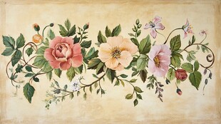 手绘花卉藤蔓装饰图案