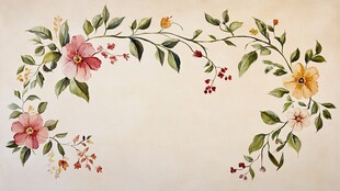 手绘花卉装饰边框图案