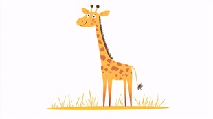 可爱长颈鹿站立在草地