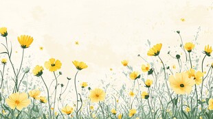 春日黄花烂漫风景图