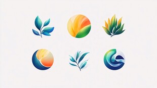 自然风格多彩抽象图标设计