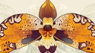 奇异斑纹兜兰艺术插画