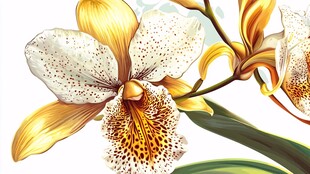 华丽斑点兰花插画