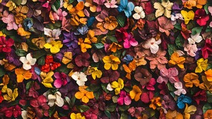 缤纷多彩落花图