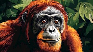 红毛猩猩的丛林凝视