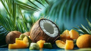 热带水果与椰果的清新组合