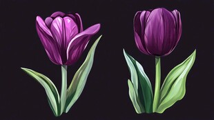 紫色郁金香插画