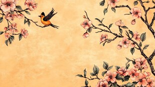 春日燕栖繁花枝头