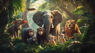 丛林中的动物大集合