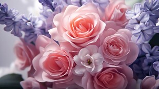 粉紫花卉浪漫组合