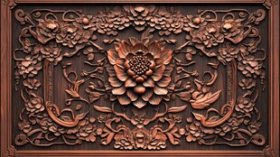 中式木雕牡丹雕花装饰板