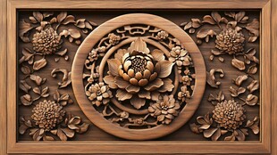 中式木雕花卉精美装饰板