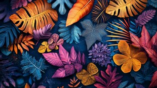 绚丽多彩热带植物背景图