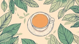 绿叶环绕的温馨茶杯