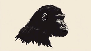 黑猩猩侧面头像插画