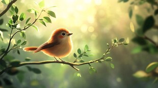 枝头萌鸟 沐浴暖暖晨光