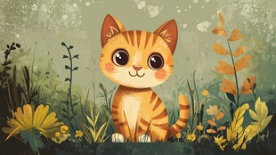 草丛中的可爱小猫咪