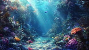 梦幻海底珊瑚礁景观