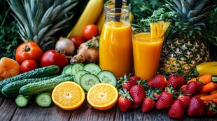 缤纷果蔬汁与新鲜蔬果