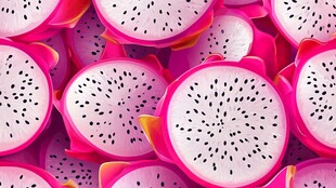 切开的火龙果特写画面