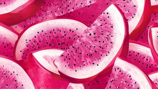 红心火龙果切片特写画面