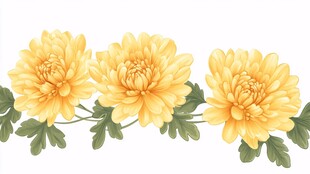 三朵黄色菊花装饰图案