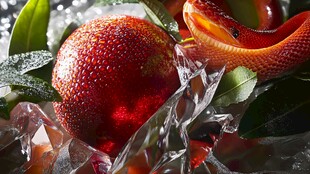 冰爽红桃配橙皮绿叶