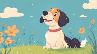 田园中的快乐小狗