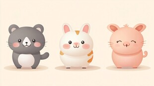 三只可爱萌宠小动物