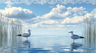 湖畔双鸥的静谧时光