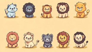可爱卡通狮子形象集合