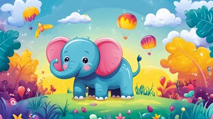 梦幻森林中的快乐小象