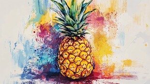 水彩风菠萝插画