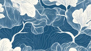 蓝白叶纹 精致自然风图案