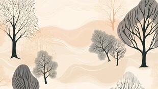 冬日简约树木风景插画