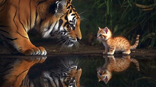 大虎与小猫的对视时刻