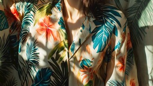 热带印花衬衫时尚风采