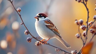 枝头麻雀的静谧瞬间