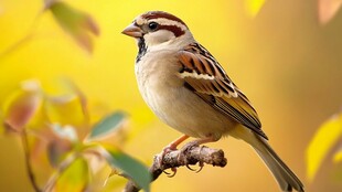 树枝上的可爱小麻雀