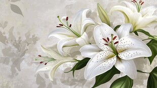 优雅白百合绽放精美背景