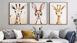 可爱动物挂画装饰温馨客厅