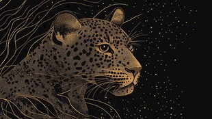 金色豹影 神秘星空背景