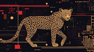 科技感猎豹在数字世界漫步