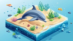 海底世界中的可爱海豚