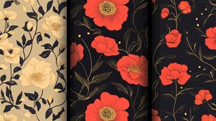 复古花卉图案纹理背景图